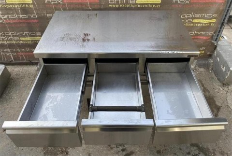 Συρτάρι Ανοξείδωτο Διπλό 80x59x24Cm Για 1/2Gn Βάθος 10Cm Mεταχειρισμένο